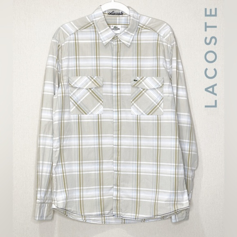 Lacoste Button Down Shirt Slim Fit Plaid‎ Size 42